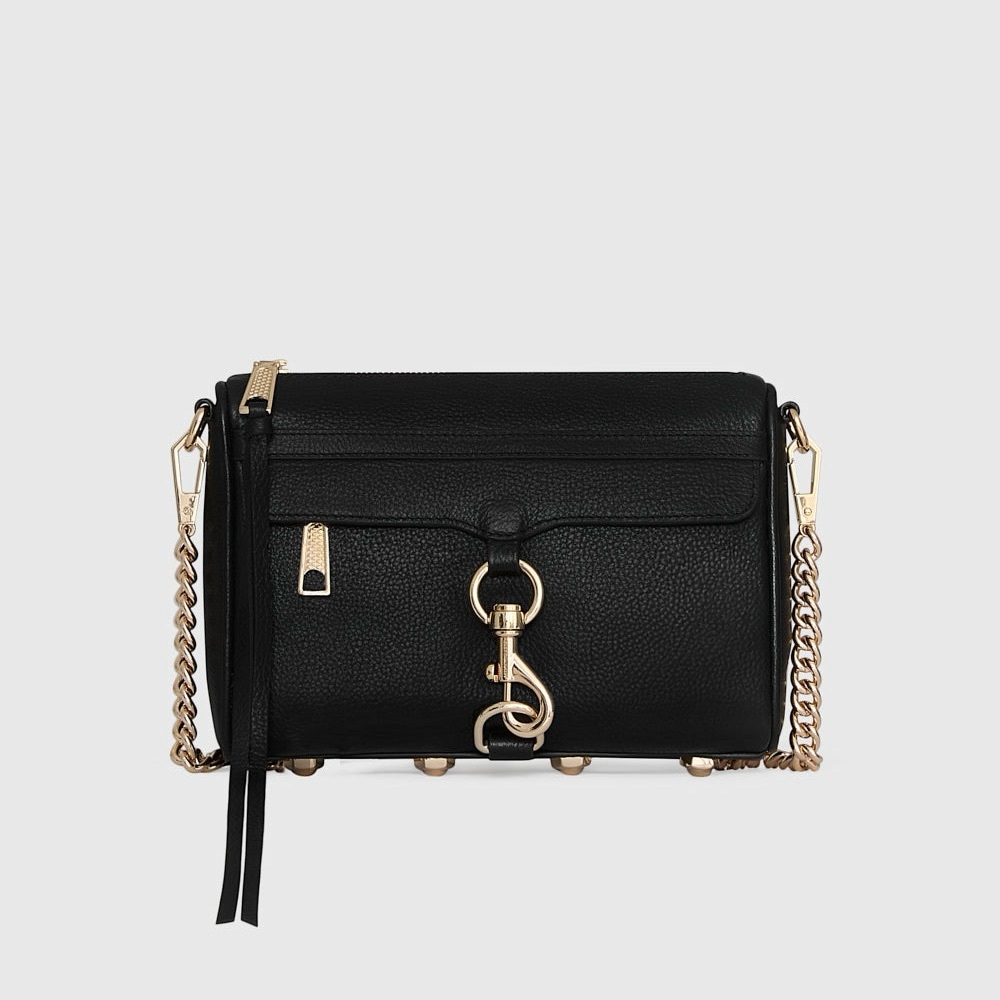 Rebecca Minkoff Black Leather with Gold MAC Crossbody Bag